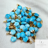 Turquoise Electroplated Pendant Connectors, Handmade Faceted Charm, Turquoise Charm Connector, Gold/Silver Plated Connector, Gift For Her